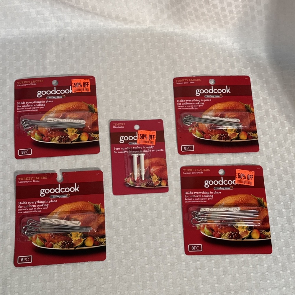 Good Cook 1 Pack Turkey Pop Up Timers and Turkey Lacers 4 Packs Thanksgiving New